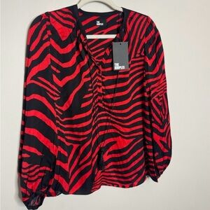 The Kooples Red and Black Zebra Print Blouse